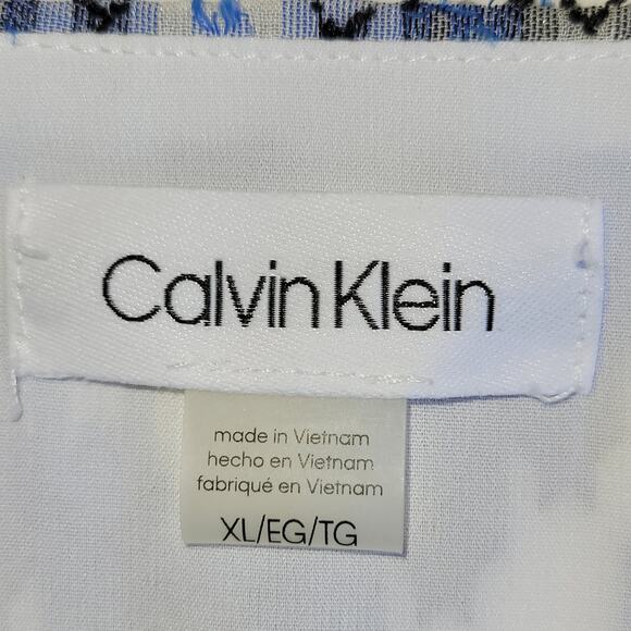 Calvin Klein Lined V-Neck Sleeveless Blouse Top Blue Multi Office Wear Workwear - Picture 7 of 10